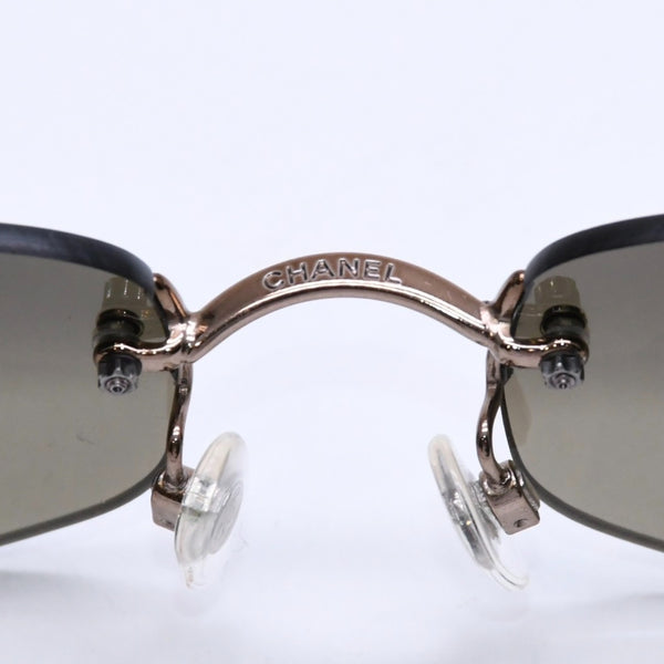 極美品 CHANEL シャネル リムレスサングラス 4067 サイズ57□18 130 c.224/54 ブラウン アセテート ココマーク ゴールド金具 中古 4a007970