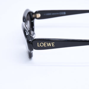極美品 LOEWE ロエベ レクタンギュラー スリム サングラス LW40157U サイズ51◻︎17 140 ブラック グレー アイウェア ゴールド金具 中古 4a007958
