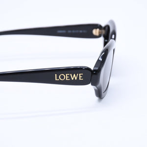 極美品 LOEWE ロエベ レクタンギュラー スリム サングラス LW40157U サイズ51◻︎17 140 ブラック グレー アイウェア ゴールド金具 中古 4a007958