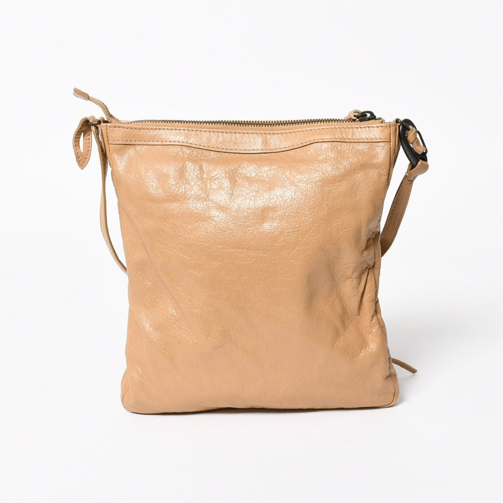 極美品 BALENCIAGA バレンシアガ クラシック クロスボディバッグ 528147 カーフレザー ベージュ アンティークゴールド金具 中古 4a007966