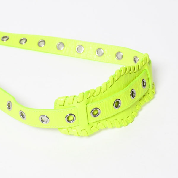 極美品 BALENCIAGA バレンシアガ ルカゴールXS ショルダーバッグ 719065 ネオンイエロー ラムスキン シルバー金具 中古 4a007862