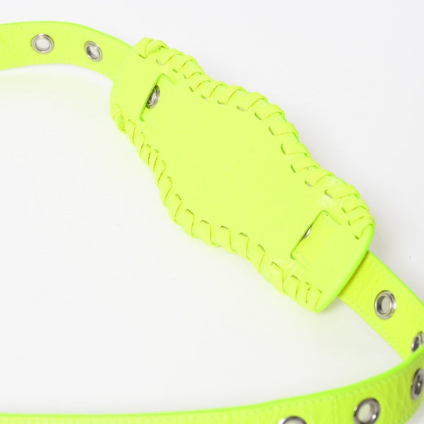 極美品 BALENCIAGA バレンシアガ ルカゴールXS ショルダーバッグ 719065 ネオンイエロー ラムスキン シルバー金具 中古 4a007862