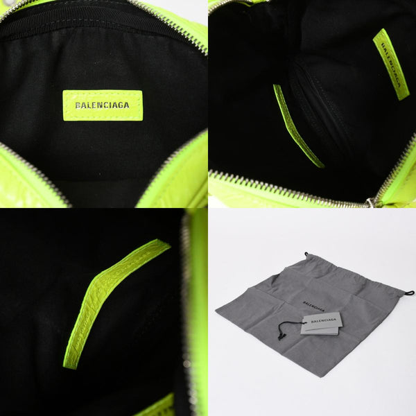 極美品 BALENCIAGA バレンシアガ ルカゴールXS ショルダーバッグ 719065 ネオンイエロー ラムスキン シルバー金具 中古 4a007862