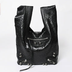 新品同様品 BALENCIGA バレンシアガ ル カゴール アリーナラムスキン トートバッグ ハンドバッグ 780976 ブラック シルバー金具 中古 4a008219
