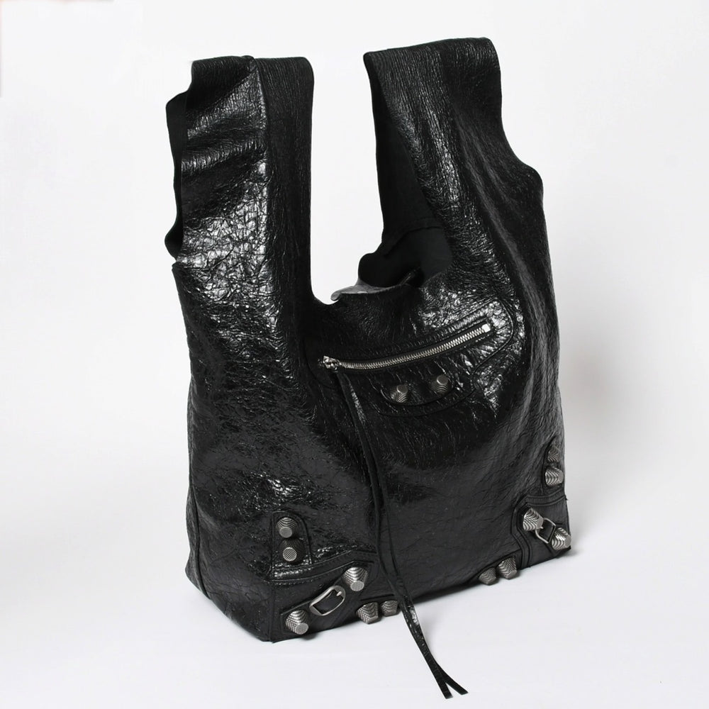 新品同様品 BALENCIGA バレンシアガ ル カゴール アリーナラムスキン トートバッグ ハンドバッグ 780976 ブラック シルバー金具 中古 4a008219