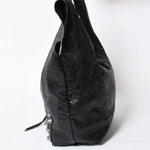 新品同様品 BALENCIGA バレンシアガ ル カゴール アリーナラムスキン トートバッグ ハンドバッグ 780976 ブラック シルバー金具 中古 4a008219