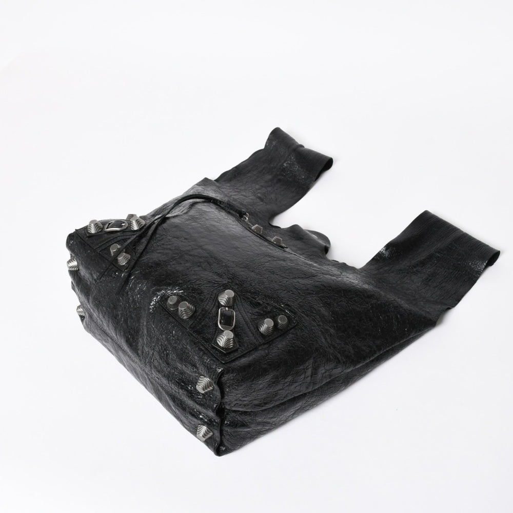 新品同様品 BALENCIGA バレンシアガ ル カゴール アリーナラムスキン トートバッグ ハンドバッグ 780976 ブラック シルバー金具 中古 4a008219