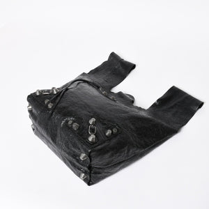 新品同様品 BALENCIGA バレンシアガ ル カゴール アリーナラムスキン トートバッグ ハンドバッグ 780976 ブラック シルバー金具 中古 4a008219