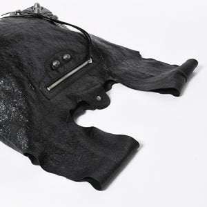 新品同様品 BALENCIGA バレンシアガ ル カゴール アリーナラムスキン トートバッグ ハンドバッグ 780976 ブラック シルバー金具 中古 4a008219