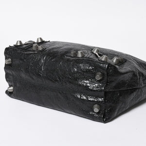 新品同様品 BALENCIGA バレンシアガ ル カゴール アリーナラムスキン トートバッグ ハンドバッグ 780976 ブラック シルバー金具 中古 4a008219