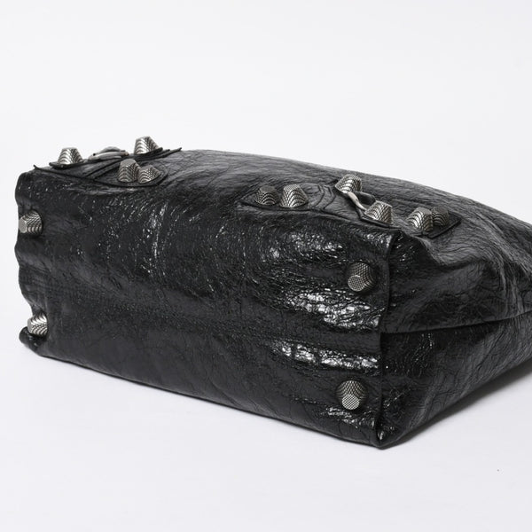 新品同様品 BALENCIGA バレンシアガ ル カゴール アリーナラムスキン トートバッグ ハンドバッグ 780976 ブラック シルバー金具 中古 4a008219