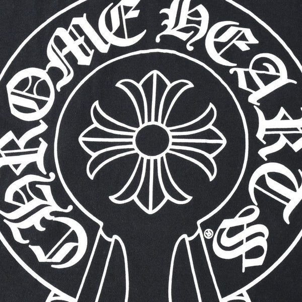 極美品 CHROME HEARTS クロムハーツ 半袖Tシャツ サイズS CHプラス ホースシュー ブラック ホワイト 香港限定 中古 4a007761