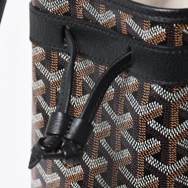 新品同様 GOYARD ゴヤール プティフロ バケットバッグ ショルダーバッグ PVC レザー ブラック 中古 4a007967