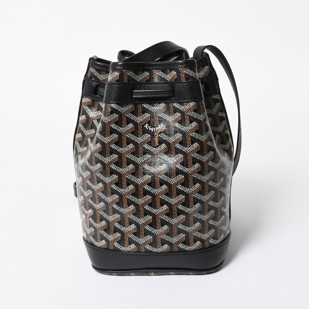 新品同様 GOYARD ゴヤール プティフロ バケットバッグ ショルダーバッグ PVC レザー ブラック 中古 4a007967