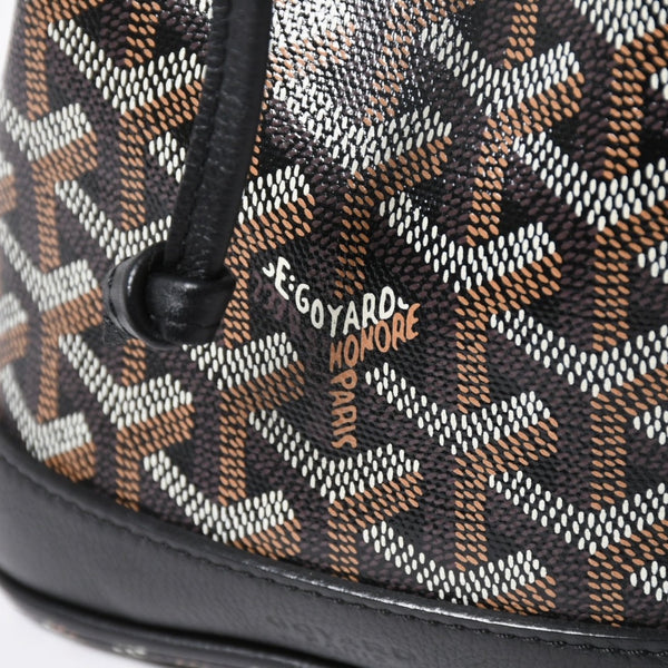 新品同様 GOYARD ゴヤール プティフロ バケットバッグ ショルダーバッグ PVC レザー ブラック 中古 4a007967