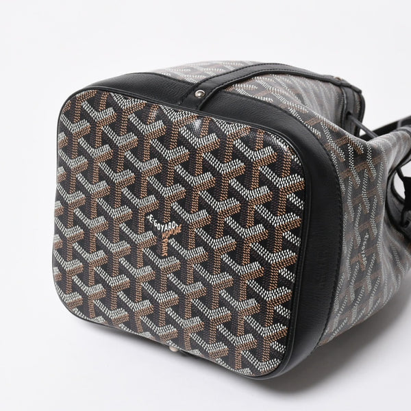 新品同様 GOYARD ゴヤール プティフロ バケットバッグ ショルダーバッグ PVC レザー ブラック 中古 4a007967