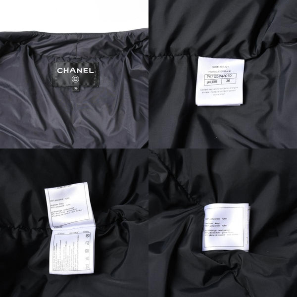 極美品 CHANEL シャネル ダウンジャケット P57125V43070 サイズ36 ココマーク レディース ナイロン ネイビー系 中古 4a007549