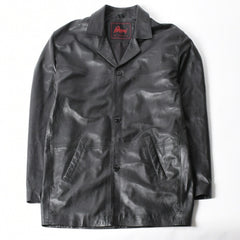 極美品 Brioni ブリオーニ ローマ ジャケット レザージャケット ブラック テーラード イタリア製 中古 4a007451