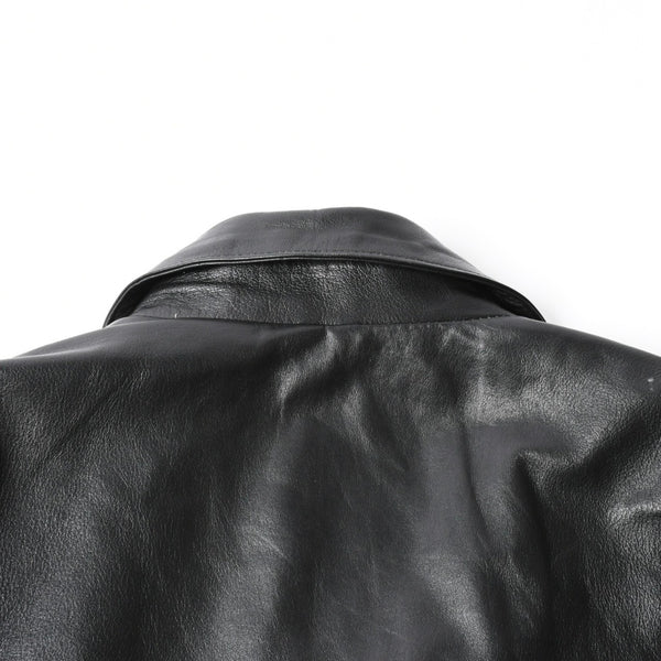 極美品 Brioni ブリオーニ ローマ ジャケット レザージャケット ブラック テーラード イタリア製 中古 4a007451