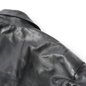極美品 Brioni ブリオーニ ローマ ジャケット レザージャケット ブラック テーラード イタリア製 中古 4a007451