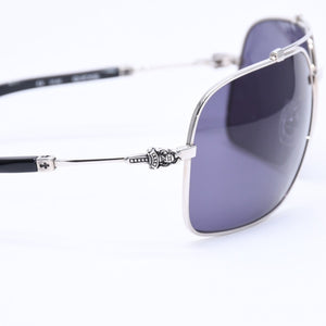 極美品 CHROME HEARTS クロムハーツ QUICKIE ティアドロップ サングラス CHクロス ダガー装飾 ブラック シルバー925 中古 4a007973