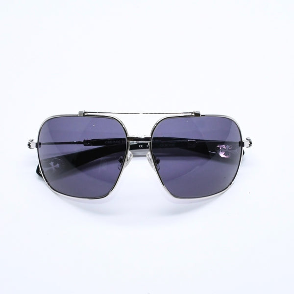 極美品 CHROME HEARTS クロムハーツ QUICKIE ティアドロップ サングラス CHクロス ダガー装飾 ブラック シルバー925 中古 4a007973