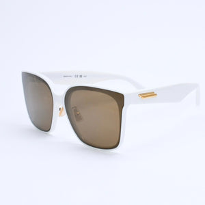 極美品 BOTTEGA VENETA ボッテガヴェネタ バタフライ型スクエアサングラス BV0303SK サイズ64◻︎15 145 ホワイト ブラウン 中古 4a007961