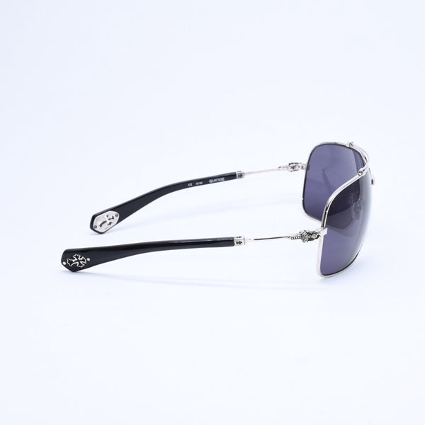極美品 CHROME HEARTS クロムハーツ QUICKIE ティアドロップ サングラス CHクロス ダガー装飾 ブラック シルバー925 中古 4a007973