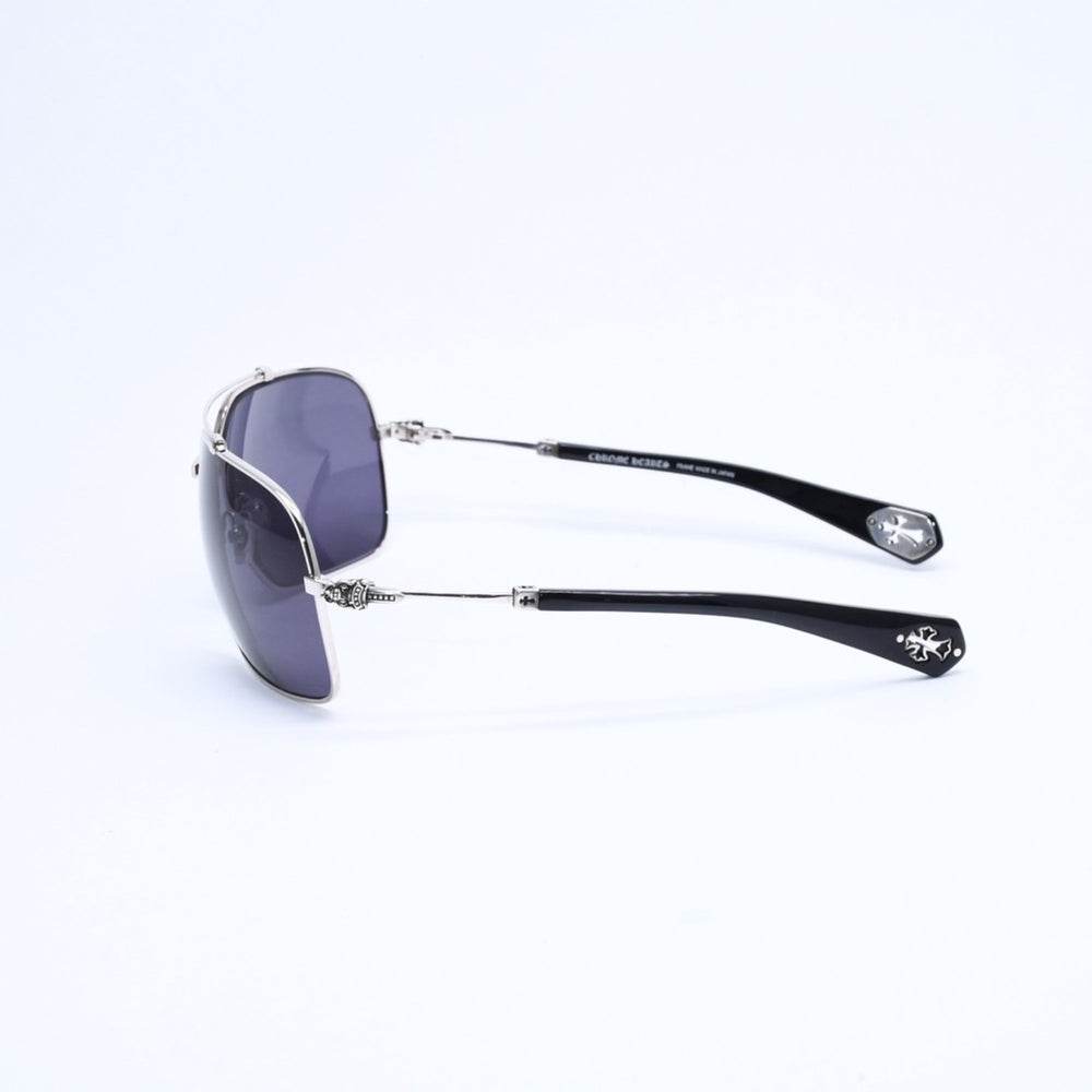 極美品 CHROME HEARTS クロムハーツ QUICKIE ティアドロップ サングラス CHクロス ダガー装飾 ブラック シルバー925 中古 4a007973