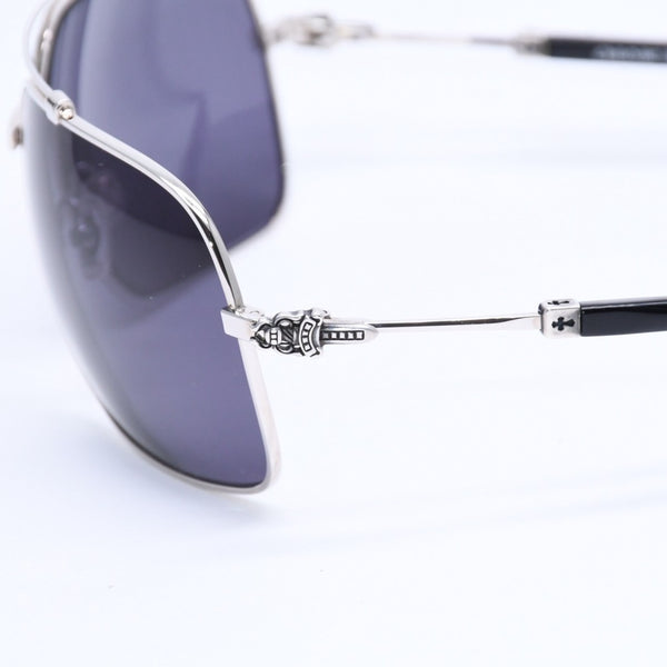 極美品 CHROME HEARTS クロムハーツ QUICKIE ティアドロップ サングラス CHクロス ダガー装飾 ブラック シルバー925 中古 4a007973