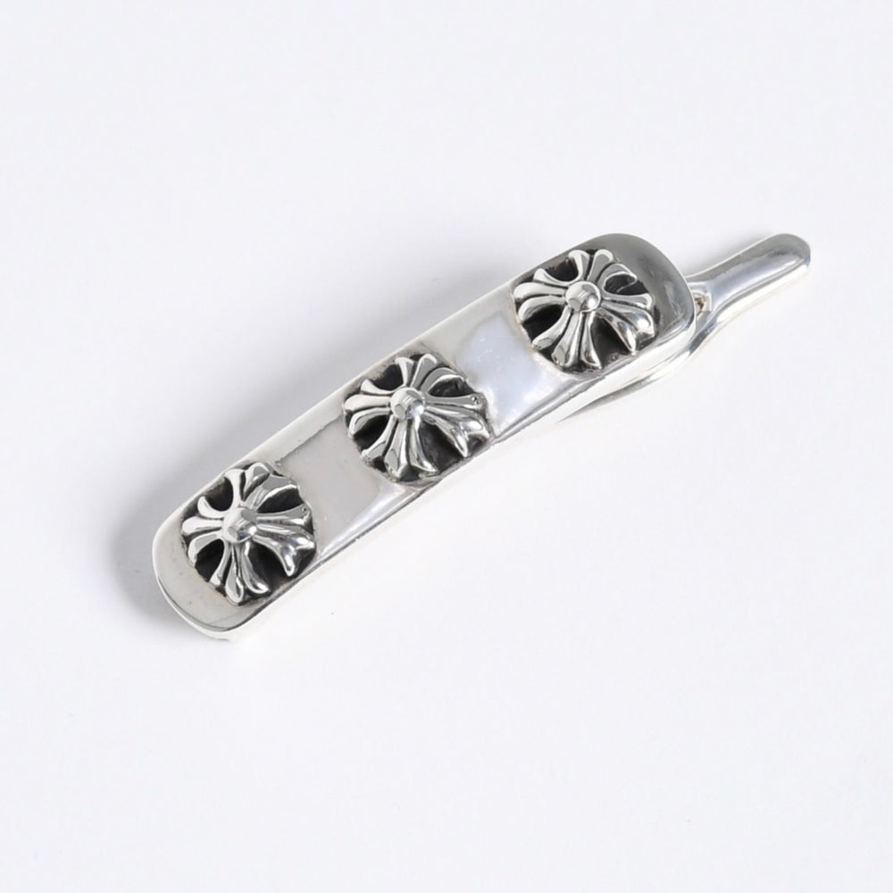 極美品 CHROME HEARTS クロムハーツ HAIR BARRETTE 3 CROSS ヘアバレッタ 3クロス 重量約12.24g 2000/.925刻印 シルバー925 中古 4a008137