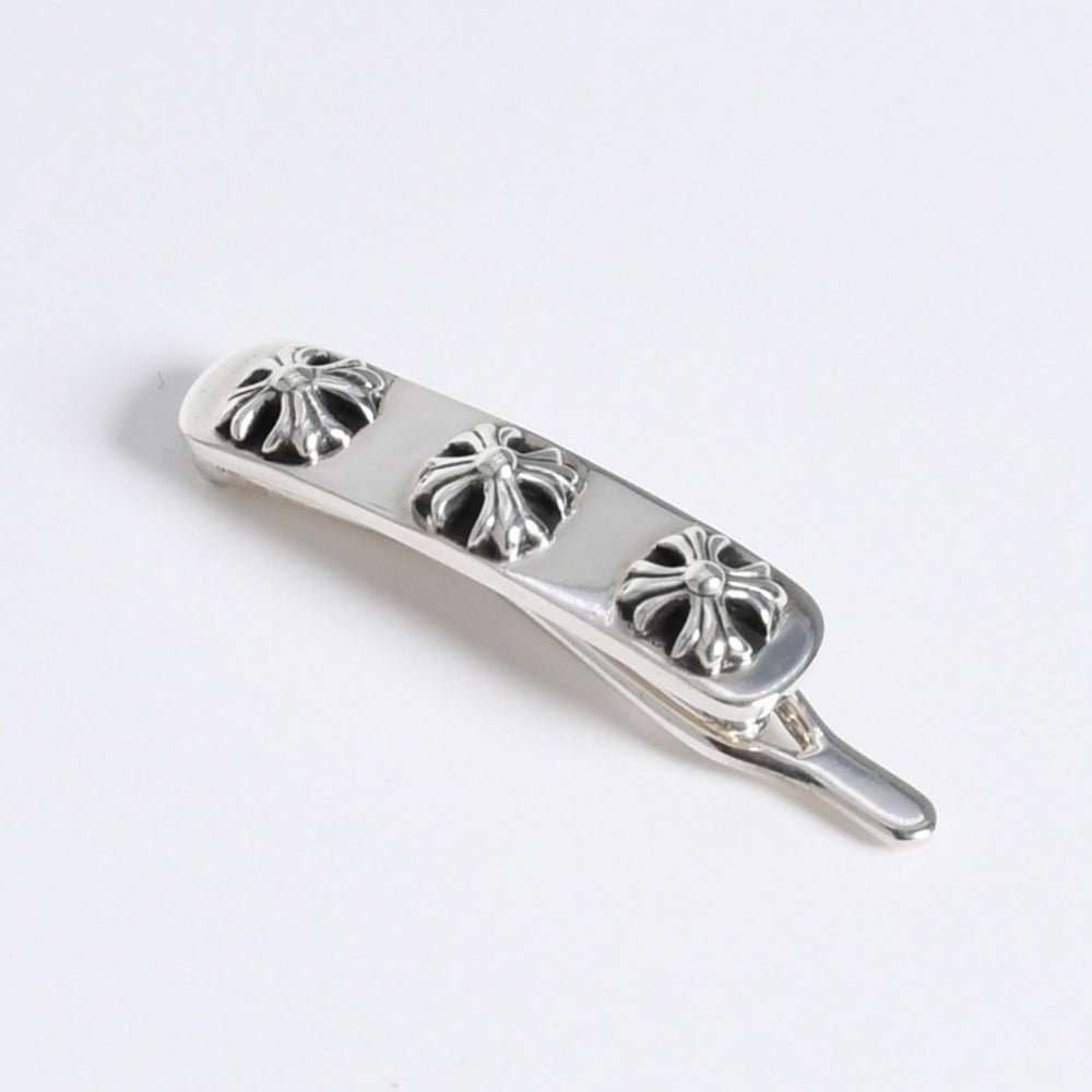極美品 CHROME HEARTS クロムハーツ HAIR BARRETTE 3 CROSS ヘアバレッタ 3クロス 重量約12.24g 2000/.925刻印 シルバー925 中古 4a008137