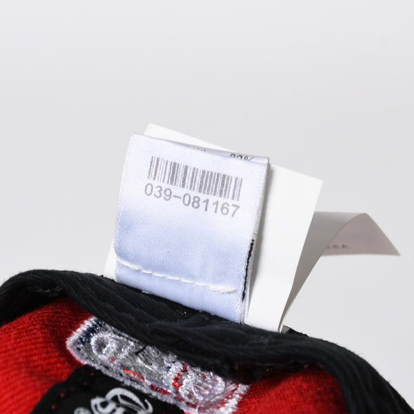 新品同様 CHROME HEARTS クロムハーツ ベースボールキャップ レッド アラベスク模様 ハート クロスボール コンチョ サイズ7 5/8(60.6cm) 中古 4a007975
