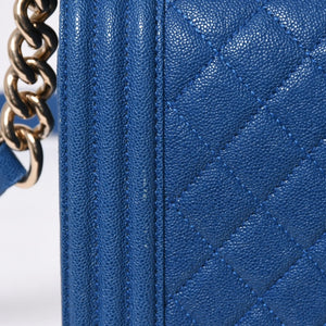 極美品 CHANEL シャネル ボーイシャネル 25 チェーンショルダーバッグ 27番台 ココマーク キャビアスキン ブルー 中古 4a007811