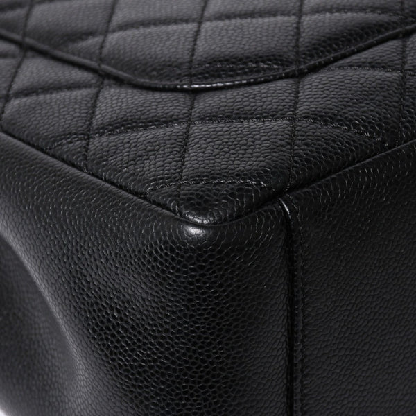 極美品 CHANEL シャネル GST チェーントートバッグ A50995 20番台 ブラック キャビアスキン シルバー金具 ココマーク 中古 4a007794