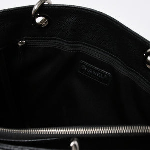 極美品 CHANEL シャネル GST チェーントートバッグ A50995 20番台 ブラック キャビアスキン シルバー金具 ココマーク 中古 4a007794