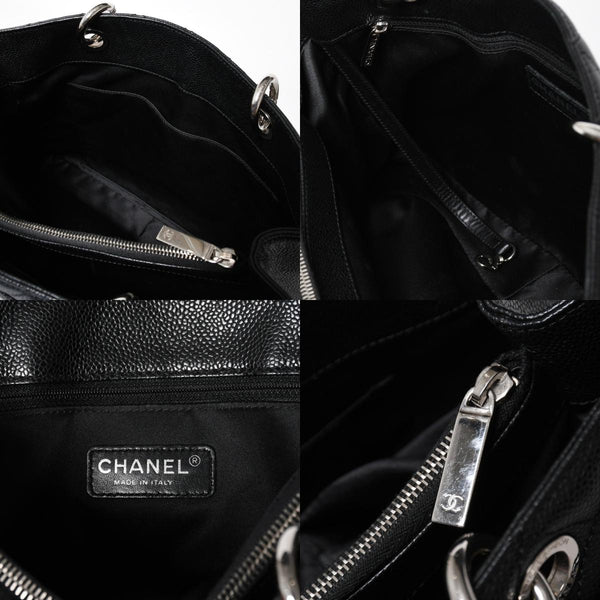 極美品 CHANEL シャネル GST チェーントートバッグ A50995 20番台 ブラック キャビアスキン シルバー金具 ココマーク 中古 4a007794
