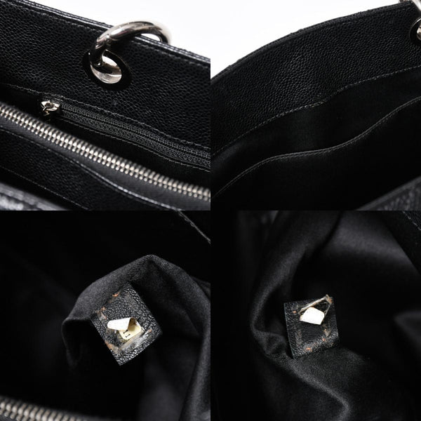 極美品 CHANEL シャネル GST チェーントートバッグ A50995 20番台 ブラック キャビアスキン シルバー金具 ココマーク 中古 4a007794