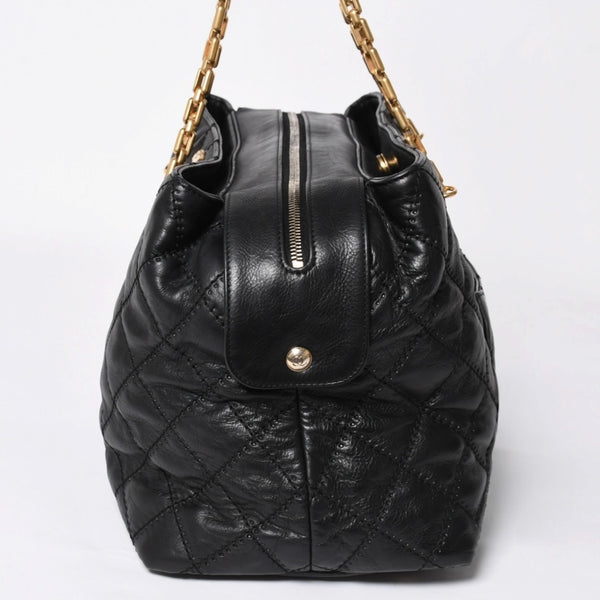 極美品 CHANEL シャネル チェーントートバッグ 15番台 ココマーク マトラッセ レザー ブラック ゴールド金具 中古 4a007780