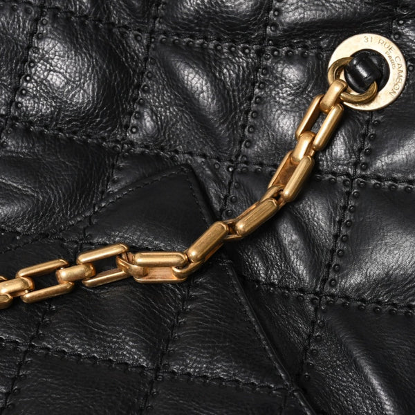 極美品 CHANEL シャネル チェーントートバッグ 15番台 ココマーク マトラッセ レザー ブラック ゴールド金具 中古 4a007780
