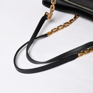 極美品 CHANEL シャネル チェーントートバッグ 15番台 ココマーク マトラッセ レザー ブラック ゴールド金具 中古 4a007780