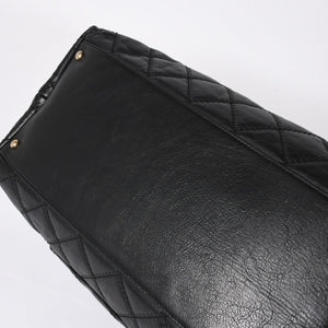 極美品 CHANEL シャネル チェーントートバッグ 15番台 ココマーク マトラッセ レザー ブラック ゴールド金具 中古 4a007780