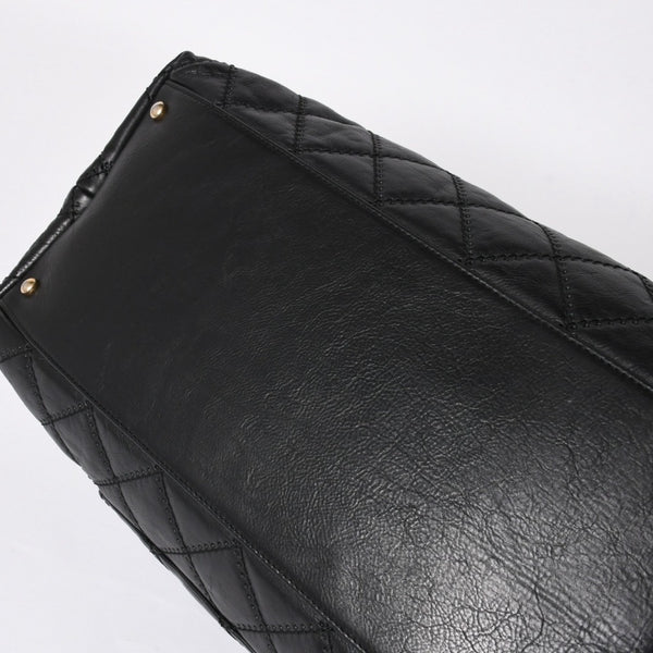 極美品 CHANEL シャネル チェーントートバッグ 15番台 ココマーク マトラッセ レザー ブラック ゴールド金具 中古 4a007780