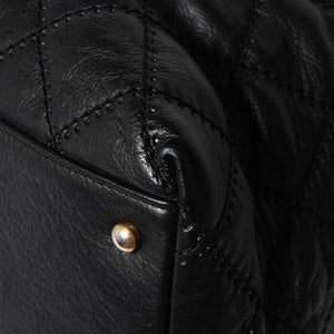 極美品 CHANEL シャネル チェーントートバッグ 15番台 ココマーク マトラッセ レザー ブラック ゴールド金具 中古 4a007780