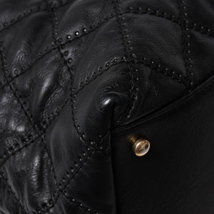 極美品 CHANEL シャネル チェーントートバッグ 15番台 ココマーク マトラッセ レザー ブラック ゴールド金具 中古 4a007780