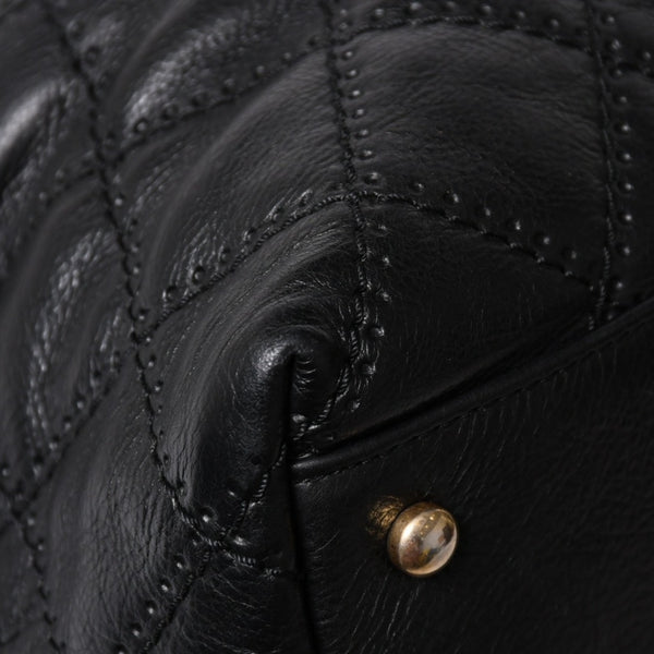 極美品 CHANEL シャネル チェーントートバッグ 15番台 ココマーク マトラッセ レザー ブラック ゴールド金具 中古 4a007780