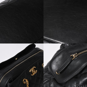 極美品 CHANEL シャネル チェーントートバッグ 15番台 ココマーク マトラッセ レザー ブラック ゴールド金具 中古 4a007780