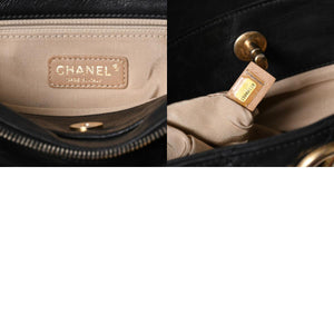 極美品 CHANEL シャネル チェーントートバッグ 15番台 ココマーク マトラッセ レザー ブラック ゴールド金具 中古 4a007780
