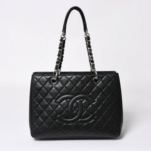 極美品 CHANEL シャネル GST チェーントートバッグ A50995 20番台 ブラック キャビアスキン シルバー金具 ココマーク 中古 4a007794