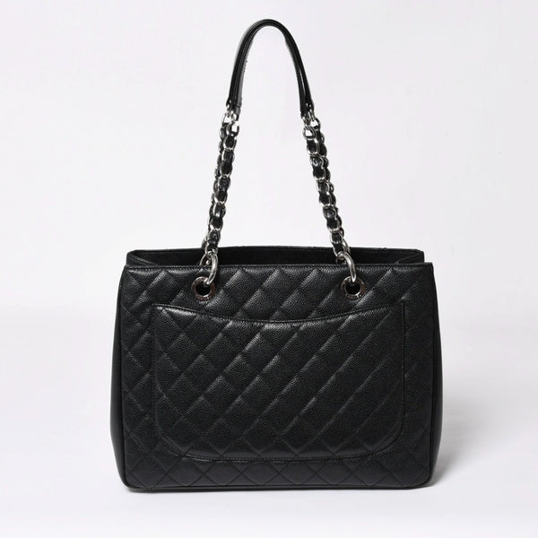 極美品 CHANEL シャネル GST チェーントートバッグ A50995 20番台 ブラック キャビアスキン シルバー金具 ココマーク 中古 4a007794